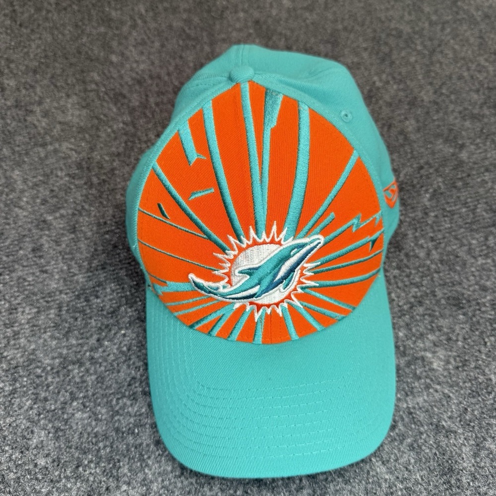 Miami Dolphins New Era 39THIRTY Hat L/XL Teal Orange NFL Stretch Fit Cap